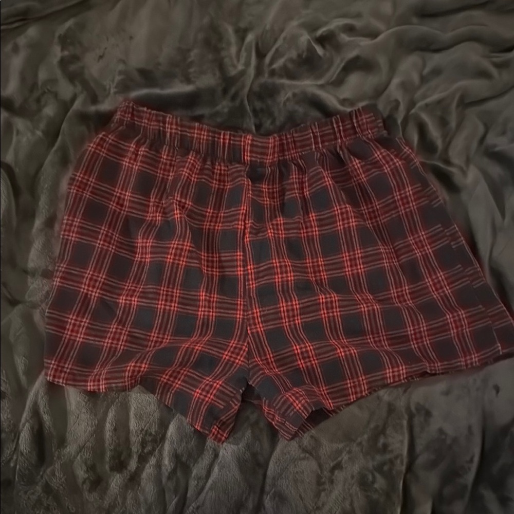 Plaid Red and Black Shorts